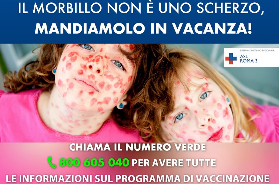 ASL Roma 3: Casi di morbillo in aumento, al via la campagna social per alzare l’attenzione