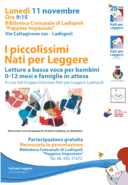 Ladispoli: in biblioteca riprende il ciclo “I piccolissimi Nati per Leggere”