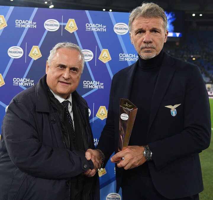 Lazio, Marco Baroni premiato come miglior allenatore del mese di ottobre